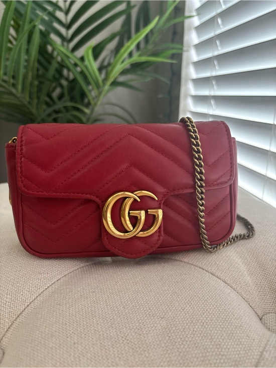 Gucci Handbags - Gucci GG Marmont Super Mini Red Bag